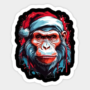 Gorilla Christmas with Santa Hat Sticker